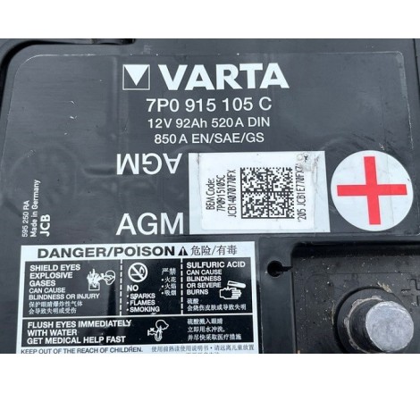 Акумулятор VARTA AGM 7P0 915 105 C 12V 92Ah 520A DIN 850A EN