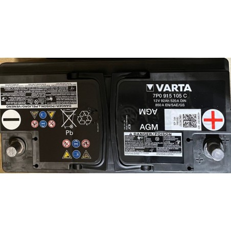 Акумулятор VARTA AGM 7P0 915 105 C 12V 92Ah 520A DIN 850A EN