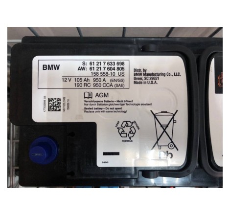 Акумулятор BMW AGM 61 21 7 633 698 12V 105Ah 950A