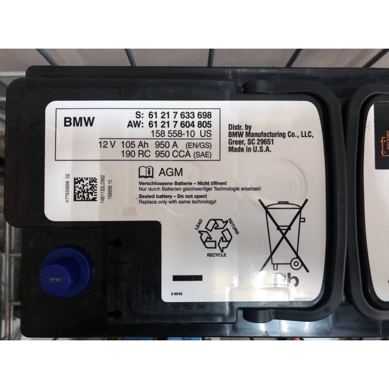 Акумулятор BMW AGM 61 21 7 633 698 12V 105Ah 950A