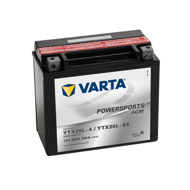 VARTA AGM YTX20L-BS 12V 18Ah 250A