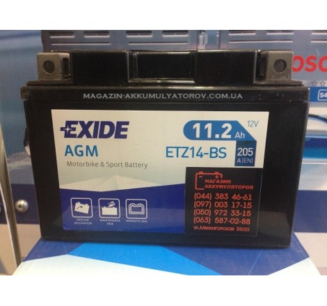 EXIDE AGM ETZ14-BS 11.2Ah 205A (Оригинал)