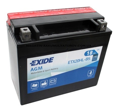 EXIDE BIKE AGM ETX20HL-BS 18Ah 270A Оригинал