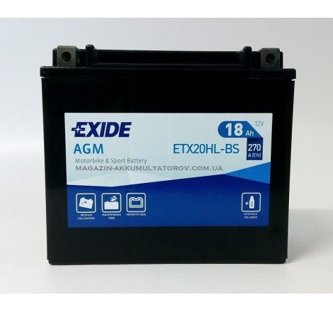EXIDE BIKE AGM ETX20HL-BS 18Ah 270A Оригинал