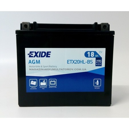 EXIDE BIKE AGM ETX20HL-BS 18Ah 270A Оригинал