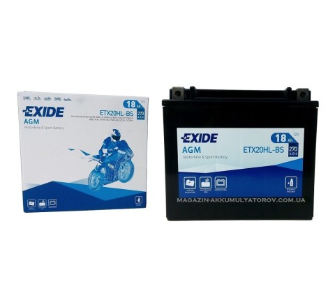 EXIDE BIKE AGM ETX20HL-BS 18Ah 270A Оригинал