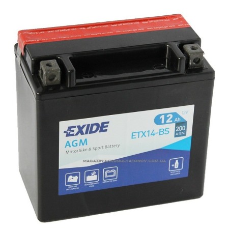 Exide Bike ETX14-BS 12Ah 200A Оригинал