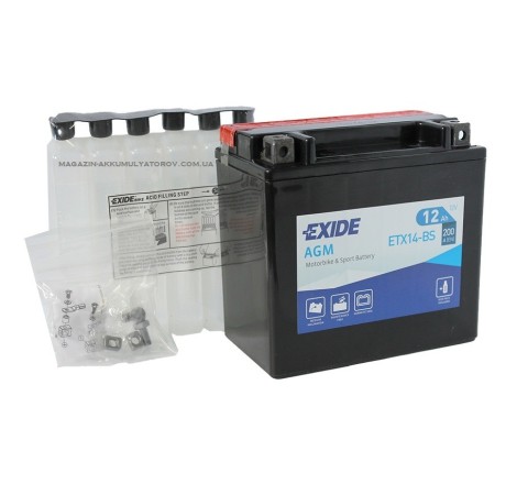 Exide Bike ETX14-BS 12Ah 200A Оригинал