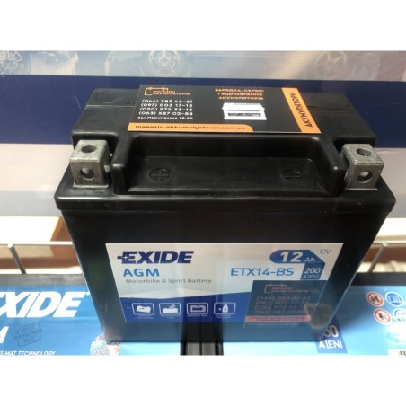 Exide Bike ETX14-BS 12Ah 200A Оригинал