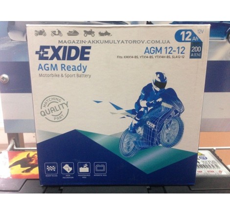 Аккумулятор EXIDE AGM Ready AGM12-12 12v 12Ah 200A Оригинал