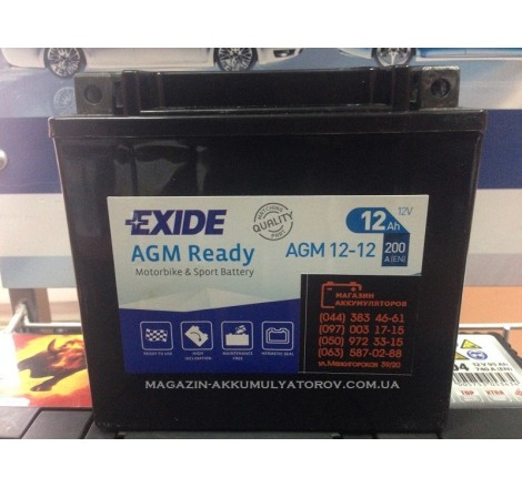 Аккумулятор EXIDE AGM Ready AGM12-12 12v 12Ah 200A Оригинал