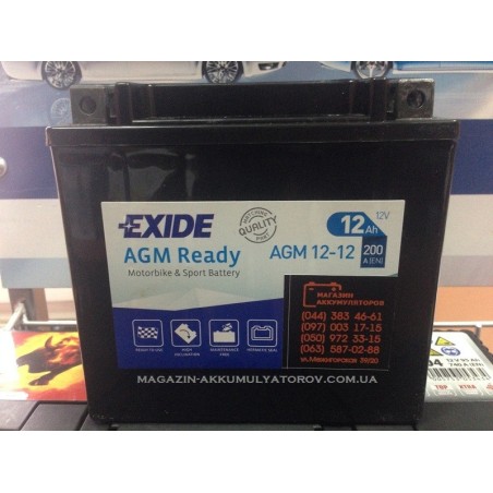 Аккумулятор EXIDE AGM Ready AGM12-12 12v 12Ah 200A Оригинал