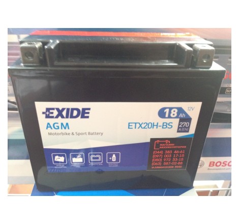 EXIDE BIKE AGM ETX20H-BS 12v 18h 270A Оригинал