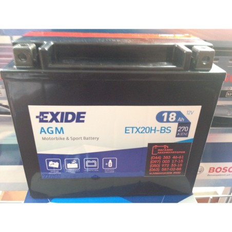 EXIDE BIKE AGM ETX20H-BS 12v 18h 270A Оригинал