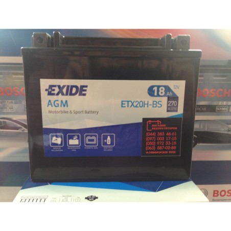 EXIDE BIKE AGM ETX20H-BS 12v 18h 270A Оригинал