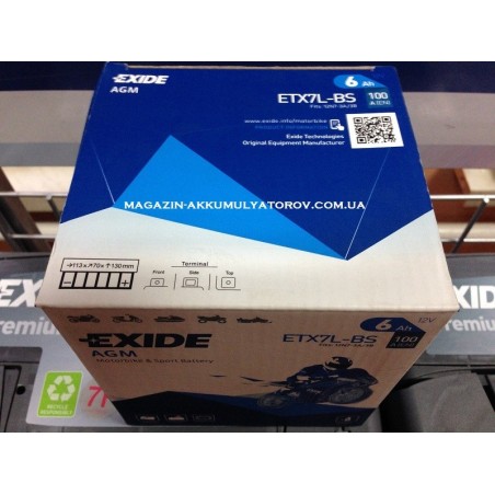 Exide Bike AGM ETX7L-BS 6Ah 100A