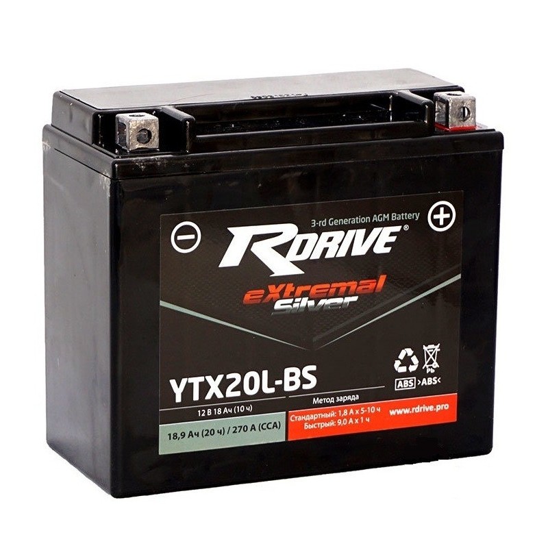RDRIVE AGM YTX20L-BS 20Ah 270A