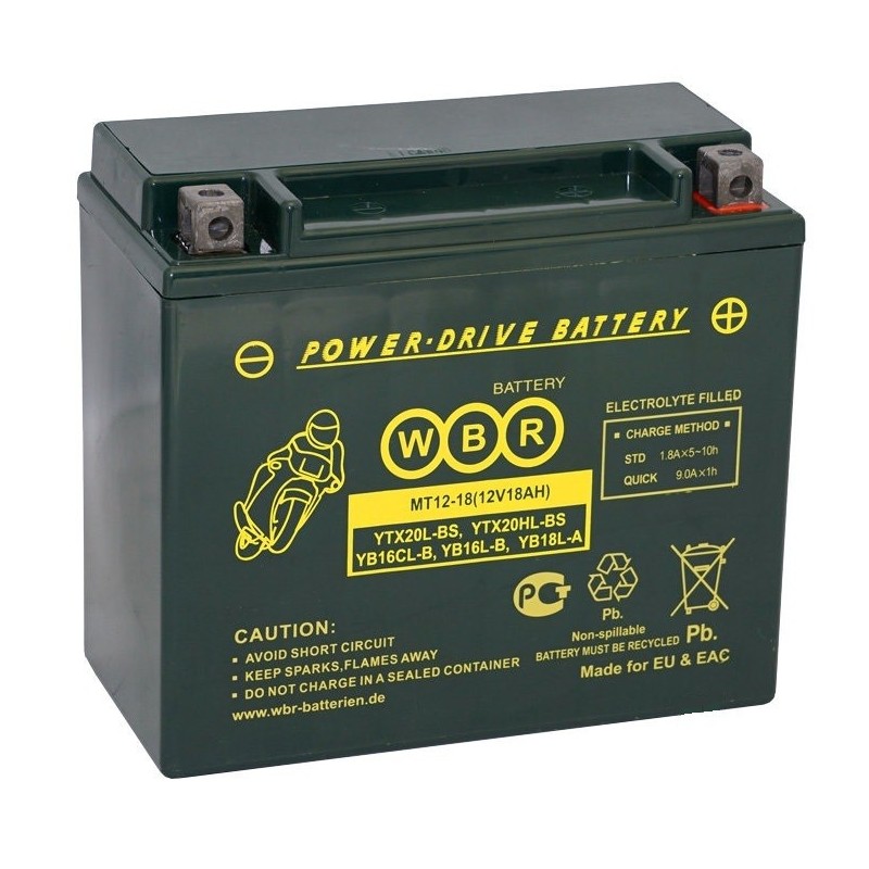 WBR AGM MT12-18 YTX20L-BS 20Ah 270A