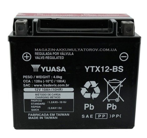 YUASA YTX12-BS 12v 10Ah 180A
