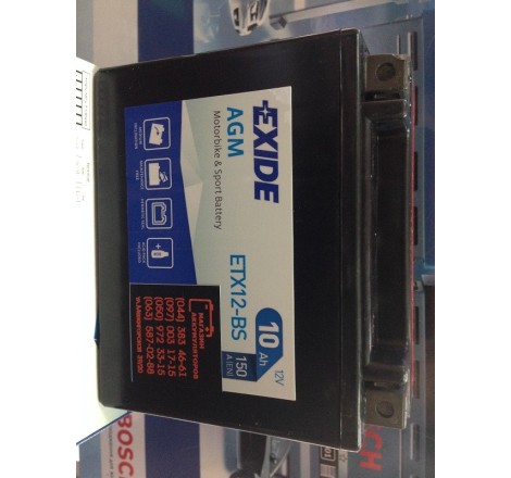 EXIDE AGM ETX12-BS 12v 10Ah 150A Оригінал