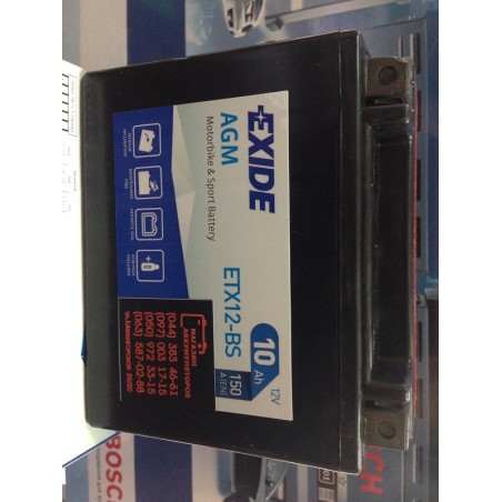 EXIDE AGM ETX12-BS 12v 10Ah 150A Оригінал