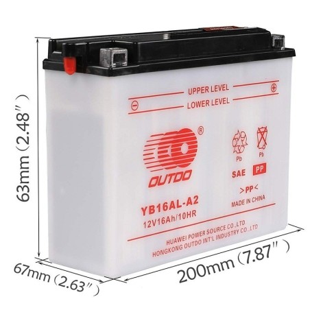 OUTDO YB16AL-A2 12v 16Ah 180A
