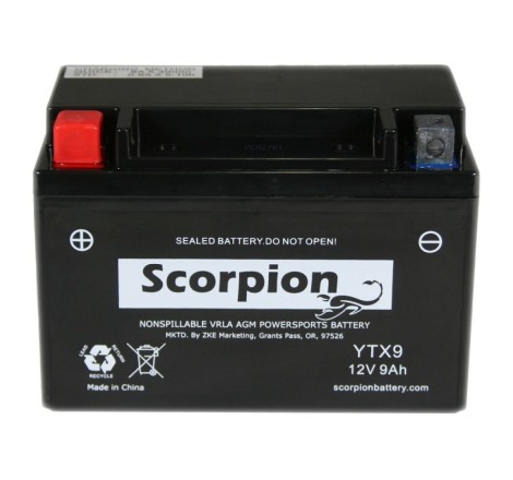 Мото аккумулятор Scorpion YTX9-BS 12v 9аh 135A