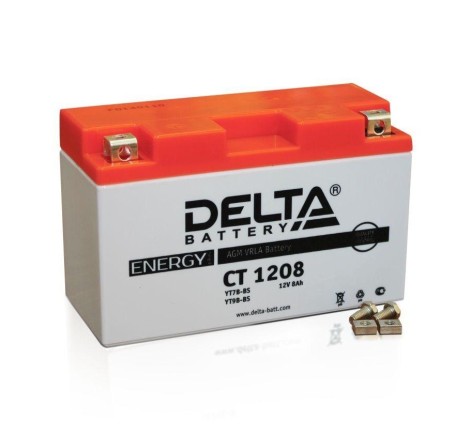 Мото аккумулятор DELTA AGM CT 1208 YT7B-BS 12v 8Ah 120A