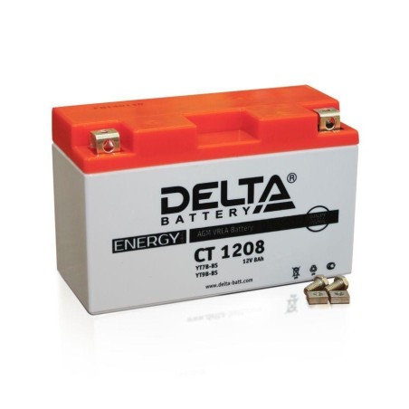 Мото аккумулятор DELTA AGM CT 1208 YT7B-BS 12v 8Ah 120A