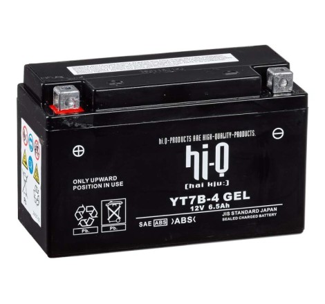 Мото аккумулятор HI-Q GEL YT7B-4 12v 6.5Ah 120A