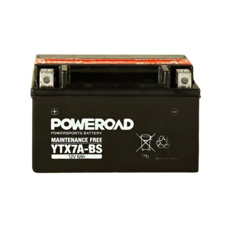 Мото аккумулятор POWERROAD YTX7A-BS 12v 6Ah 90A