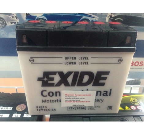 Мото аккумулятор на BMW EXIDE 51913 / 12Y16A-3A 12v 20Ah 210A