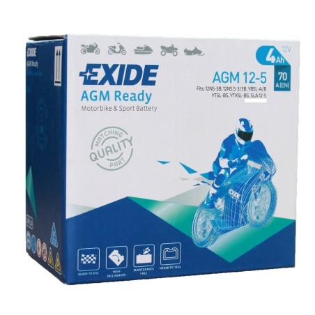Мото аккумулятор Exide AGM Ready AGM 12-5 12v 4Ah 70A