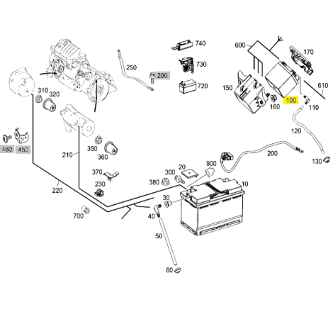 Аккумулятор резервный на MERCEDES-BENZ A0009829308 12v 12Ah 200A