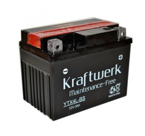 Аккумулятор на скутер kraftwerk YTX4L-BS 12v 3Ah 50A