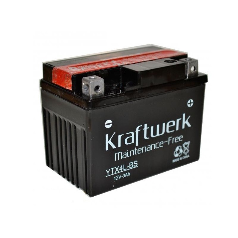Аккумулятор на скутер kraftwerk YTX4L-BS 12v 3Ah 50A