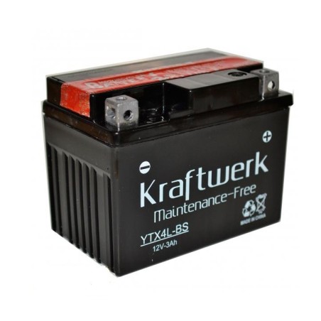 Аккумулятор на скутер kraftwerk YTX4L-BS 12v 3Ah 50A