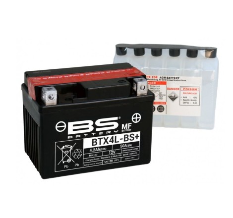 АККУМУЛЯТОР НА СКУТЕР BS AGM BTX4L-BS 12V 4Ah 50A