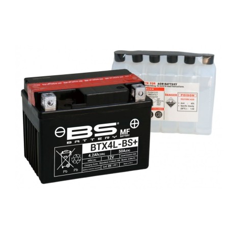 АККУМУЛЯТОР НА СКУТЕР BS AGM BTX4L-BS 12V 4Ah 50A