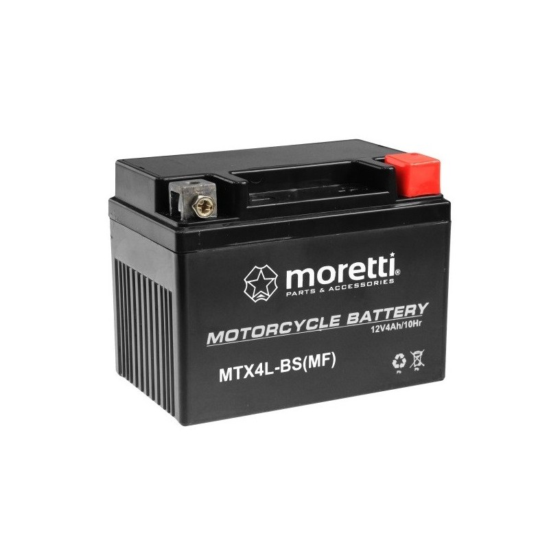АККУМУЛЯТОР НА СКУТЕР MORETTI MTX4L-BS 12V 4Ah 70A