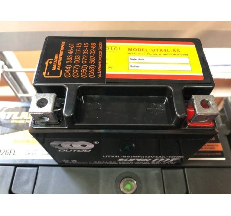 Акумулятор на скутер OUTDO UTX4L-BS MF 12v 4Ah 90A