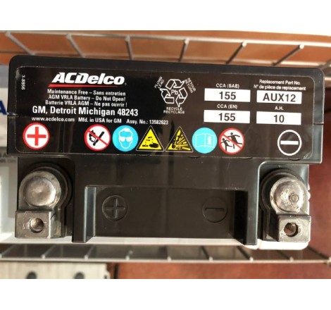 Вспомогательный аккумулятор AGM ACDelco AUX12 12v 10Ah 155A