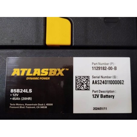 Аккумулятор ATLASBX 85B24LS 12v 45Ah 390A TESLA model 3 Y
