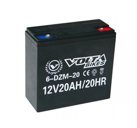Велосипедный тяговый свинцово-кислотный аккумулятор VOLTA 6-DZM-20 AGM 12v 20Ah