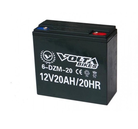 Велосипедный тяговый свинцово-кислотный аккумулятор VOLTA 6-DZM-20 AGM 12v 20Ah