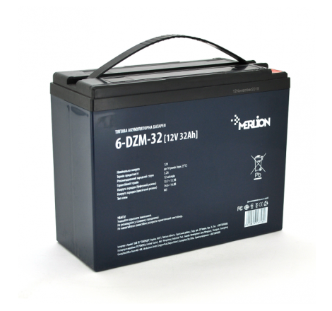 Тяговый АККУМУЛЯТОР ДЛЯ ИНВАЛИДНОЙ КОЛЯСКИ ТЯГОВЫЙ AGM MERLION 6-DZM-32 12V 32Ah