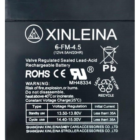 Акумулятор AGM XINLEINA 6-FM-4.5 12v 4.5Ah 20HR