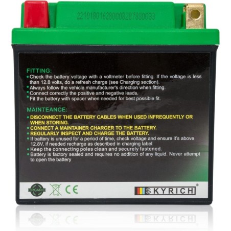 Акумулятор LITHIUM ION Skyrich HJB9Q-FP 12v 36Wh 9Ah 180A