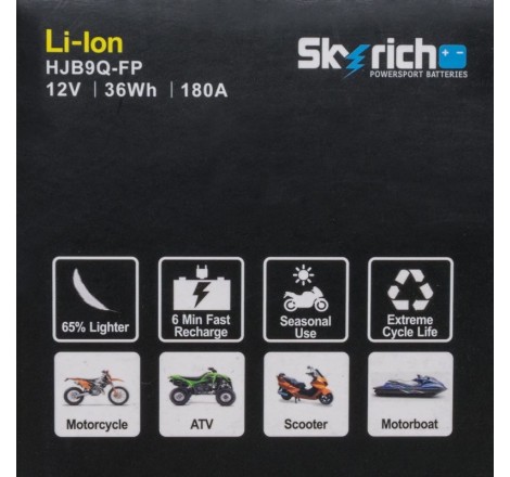 Акумулятор LITHIUM ION Skyrich HJB9Q-FP 12v 36Wh 9Ah 180A