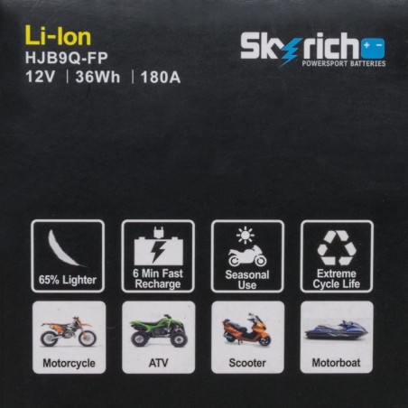 Акумулятор LITHIUM ION Skyrich HJB9Q-FP 12v 36Wh 9Ah 180A